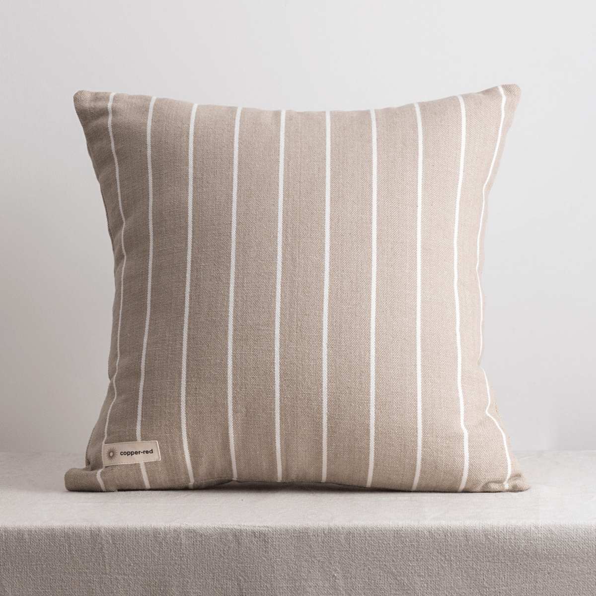 Cotton Cushion Cover | Atacama | Stripe Pattern | Brown & White | Verified Sustainable by Brown Living™