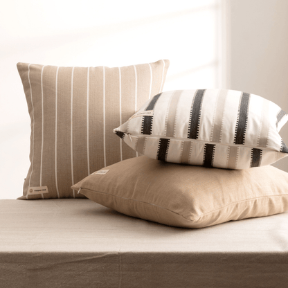 Cotton Cushion Cover | Atacama | Stripe Pattern | Brown & White | Verified Sustainable by Brown Living™