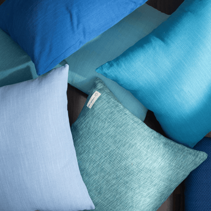 Cotton Cushion Cover | Navagio | Peacock Blue | Verified Sustainable by Brown Living™