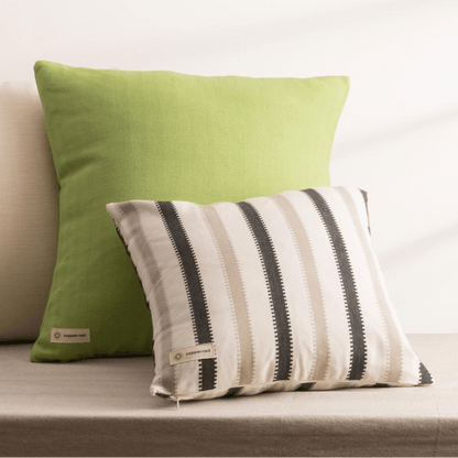 Cotton Cushion Cover | Oslo | Stripe Pattern | Black & Beige | Verified Sustainable by Brown Living™