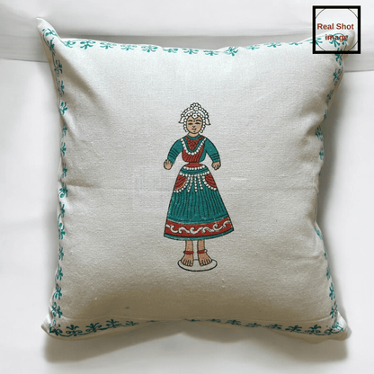 Cotton Cushion Cover - Traditional Doll Print - Set of 4 | Verified Sustainable by Brown Living™