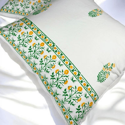 Cotton Handblock Cushion Covers Set of 2 – 24x24 – White & Durable – Covers & Inserts on Brown Living™. SKU: CUSMUGHAL24X24SET2. Img 11.