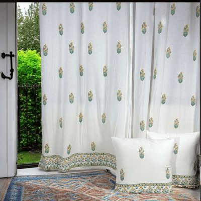 Cotton Handblock Cushion Covers Set of 2 – 24x24 – White & Durable – Covers & Inserts on Brown Living™. SKU: CUSMUGHAL24X24SET2. Img 5.