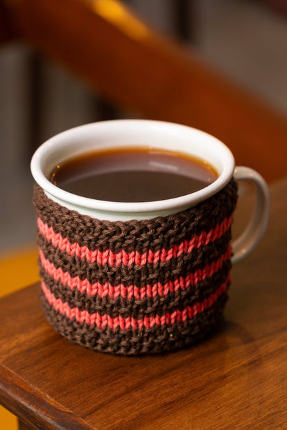 Cotton Mug Warmer – Reusable, Eco - Friendly & Handcrafted – Beverage Accessories by Naram available on Brown Living™. Brown Pink . SKU: MWC - 07. Img 12.