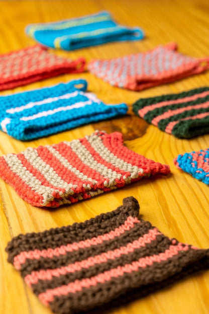 Cotton Mug Warmer – Reusable, Eco - Friendly & Handcrafted – Beverage Accessories by Naram available on Brown Living™. Blue Yellow . SKU: MWC - 02. Img 2.