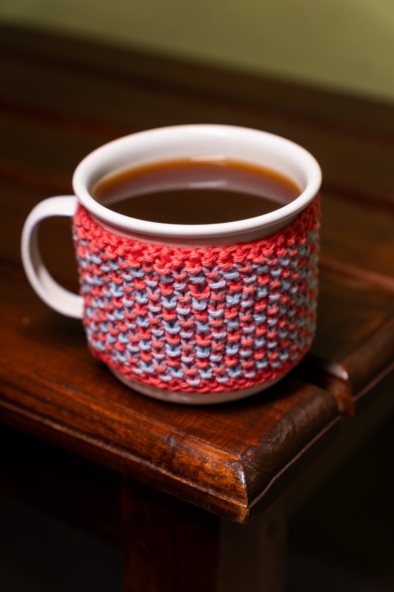 Cotton Mug Warmer – Reusable, Eco - Friendly & Handcrafted – Beverage Accessories by Naram available on Brown Living™. Brown Pink . SKU: MWC - 07. Img 15.