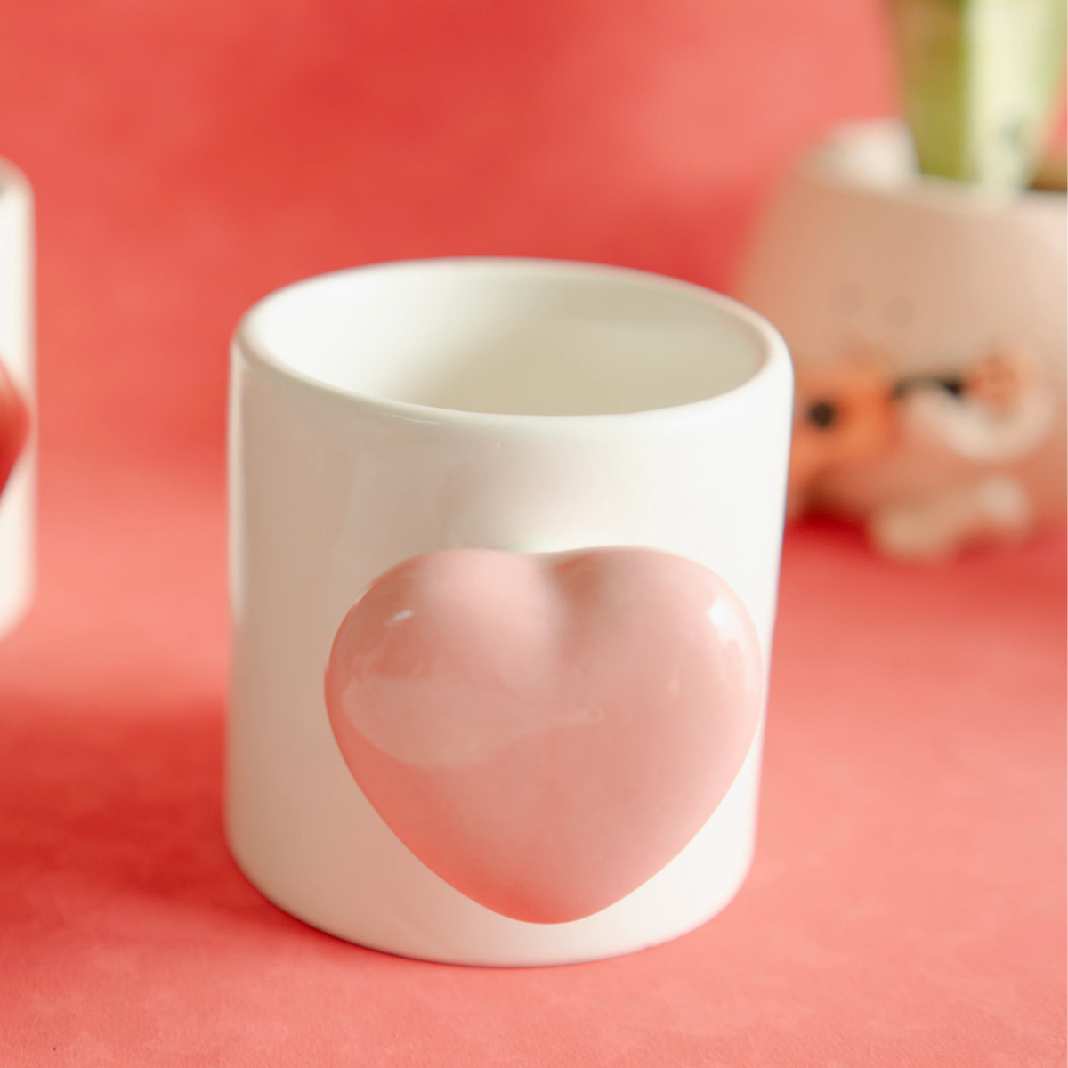 Cozy Heart Cup - Handmade Pink Ceramic Mug | Verified Sustainable by Brown Living™