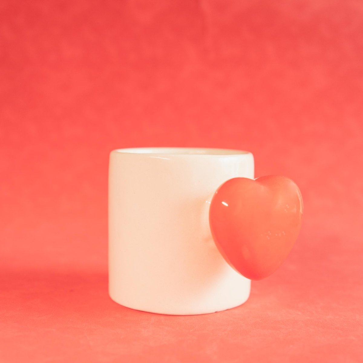 Cozy Heart Cup - Handmade Red Ceramic Mug | Verified Sustainable by Brown Living™