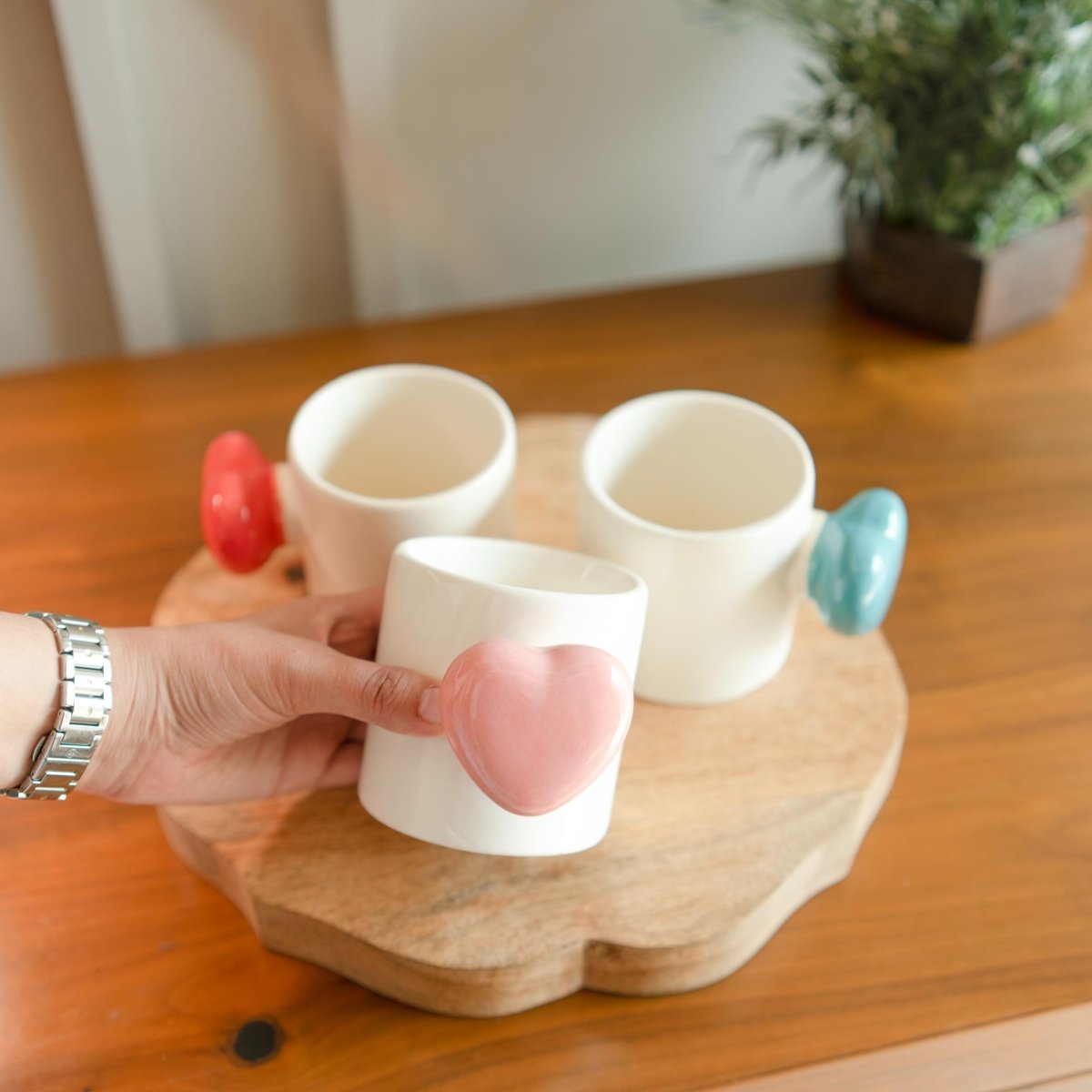 Cozy Heart Cup - Handmade Red Ceramic Mug | Verified Sustainable by Brown Living™
