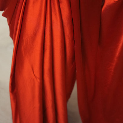 Crimson Clay Organic Satin Saree | Verified Sustainable by Brown Living™
