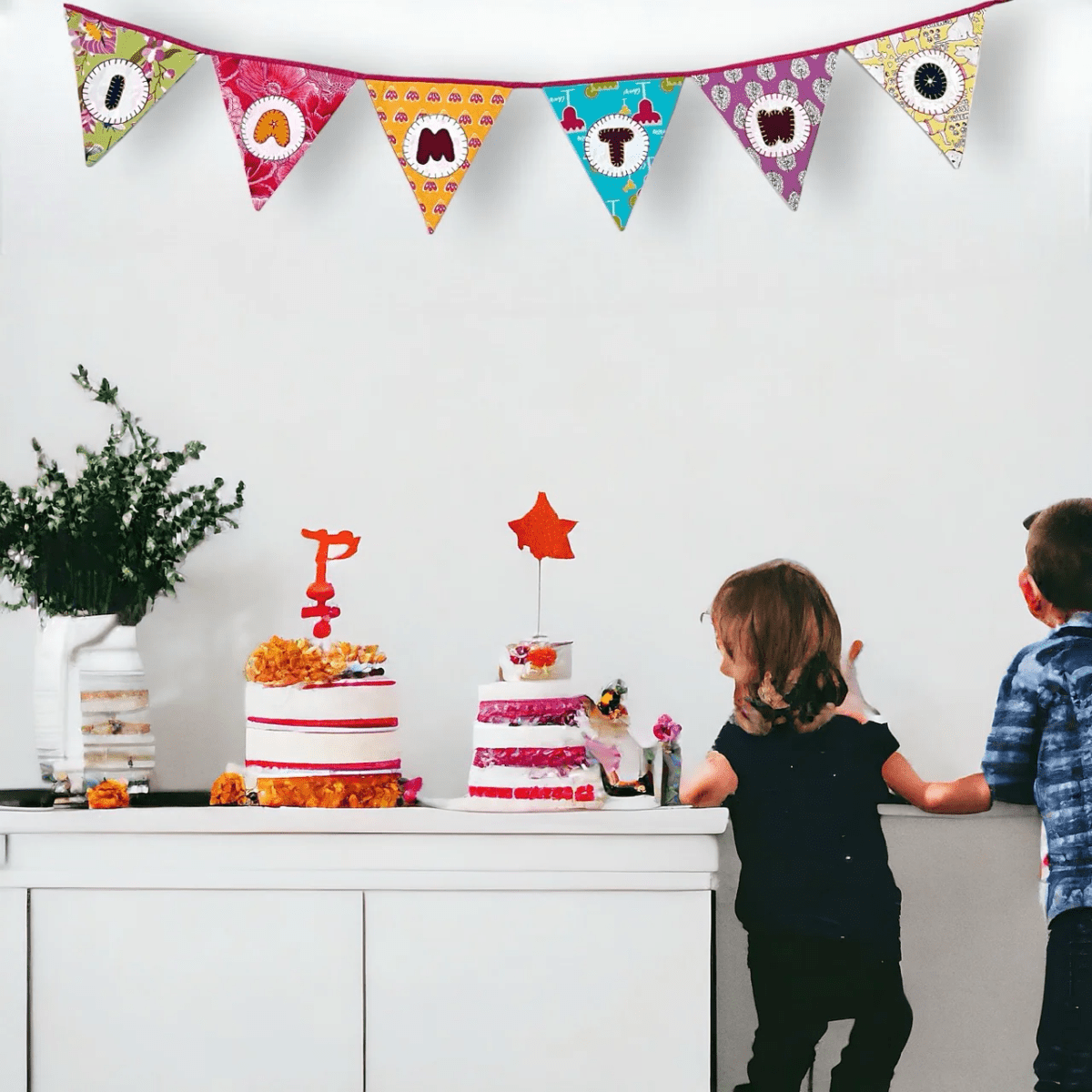 Customised Age Banner Upcycled Fabric Bunting | Verified Sustainable by Brown Living™