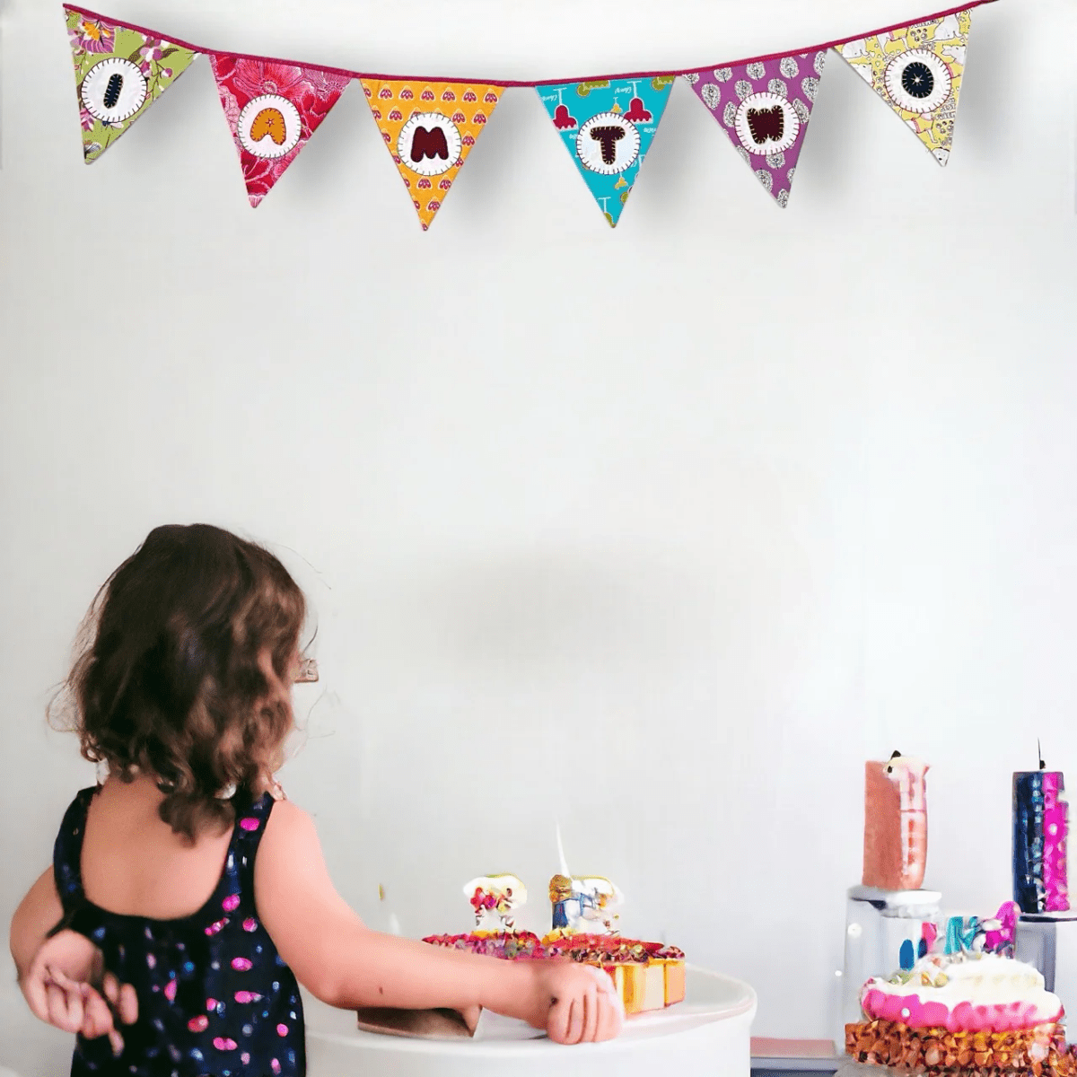 Customised Age Banner Upcycled Fabric Bunting | Verified Sustainable by Brown Living™