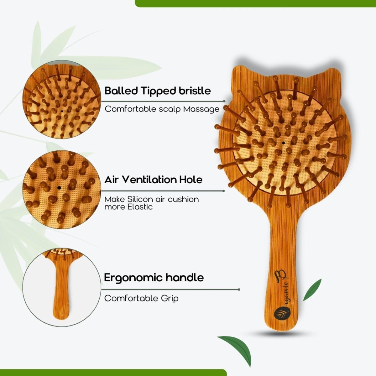 Cute Cat Bamboo Hairbrush for Kids | Verified Sustainable by Brown Living™