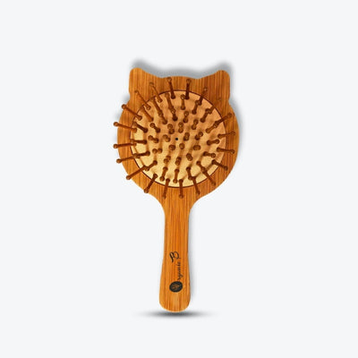 Cute Cat Bamboo Hairbrush for Kids – Hair Brush on Brown Living™. SKU: PC_HA_WB_BHCK_S. Img 1.