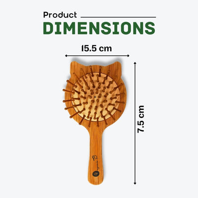 Cute Cat Bamboo Hairbrush for Kids – Hair Brush on Brown Living™. SKU: PC_HA_WB_BHCK_S. Img 3.