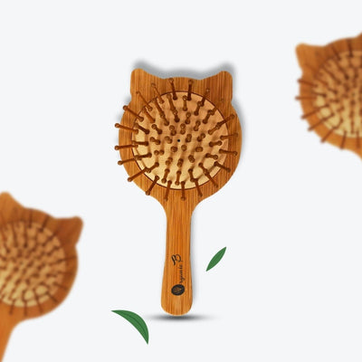 Cute Cat Bamboo Hairbrush for Kids – Hair Brush on Brown Living™. SKU: PC_HA_WB_BHCK_S. Img 4.
