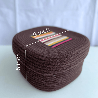 Dark Brown Square Storage Basket with Lid – Baskets & Boxes on Brown Living™. SKU: SqDBr10105. Img 3.