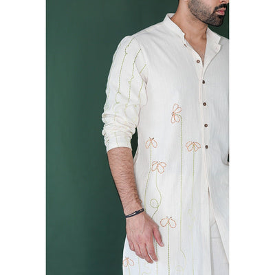 Desert Star Khadi Kurta - Mandarin Collar, Basic Sleeves – Mens Kurta on Brown Living™. SKU: DL0147XS. Img 5.