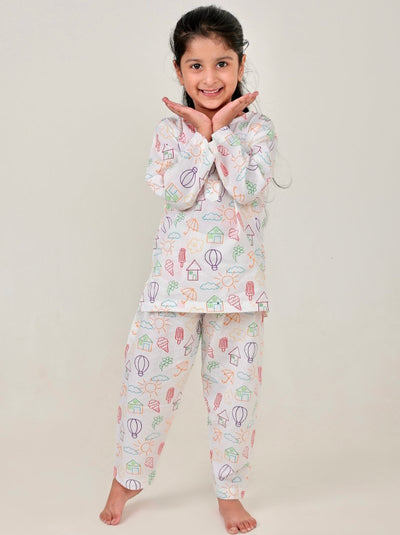 100% Cotton Doodle Dreams Kids Kurta & Pants Set – Kids Nightwear on Brown Living™. SKU: DDS23M1. Img 1.