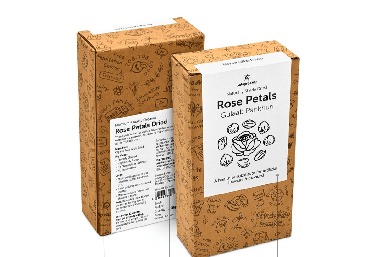 Dried Rose Petals 50g - Organic, Edible & Natural | Verified Sustainable by Brown Living™