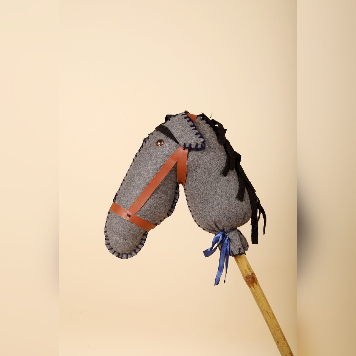 Dusty Grey Hobby Horse – Pretend Ride - On Toy – Role & Pretend Play Toys by Bombay Toy Company available on Brown Living™. . SKU: HH01G. Img 1.