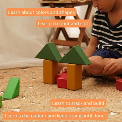 Earthy Rhythm - Multicolored Geo Blocks – Sets & Stacking Toys on Brown Living™. SKU: STGB - 01. Img 6.