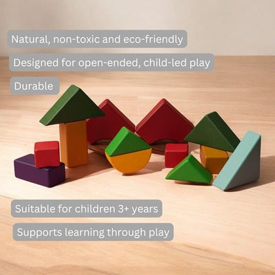 Earthy Rhythm - Multicolored Geo Blocks – Sets & Stacking Toys on Brown Living™. SKU: STGB - 01. Img 5.