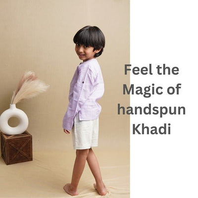 Earthy Wanderer - Full Sleeve Button - down Shirt and Shorts Set – Kids Daywear Sets on Brown Living™. SKU: SCBSA - 01. Img 3.