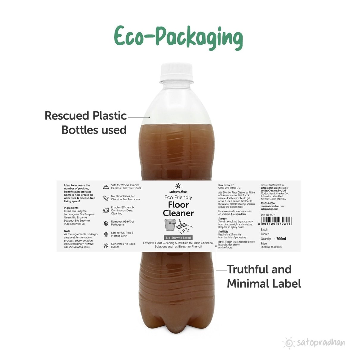 Eco Floor Cleaner 1.9L - Herbal, Non - Toxic, Pet - Friendly | Verified Sustainable by Brown Living™