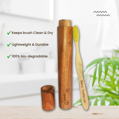 Eco Friendly Travel Case with Babul Toothbrush | Verified Sustainable by Brown Living™