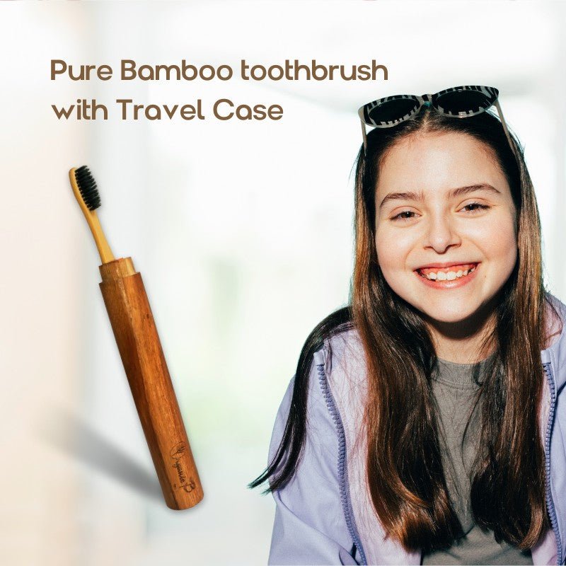 Eco Friendly Travel Case with Bamboo Charcoal Toothbrush | Verified Sustainable by Brown Living™