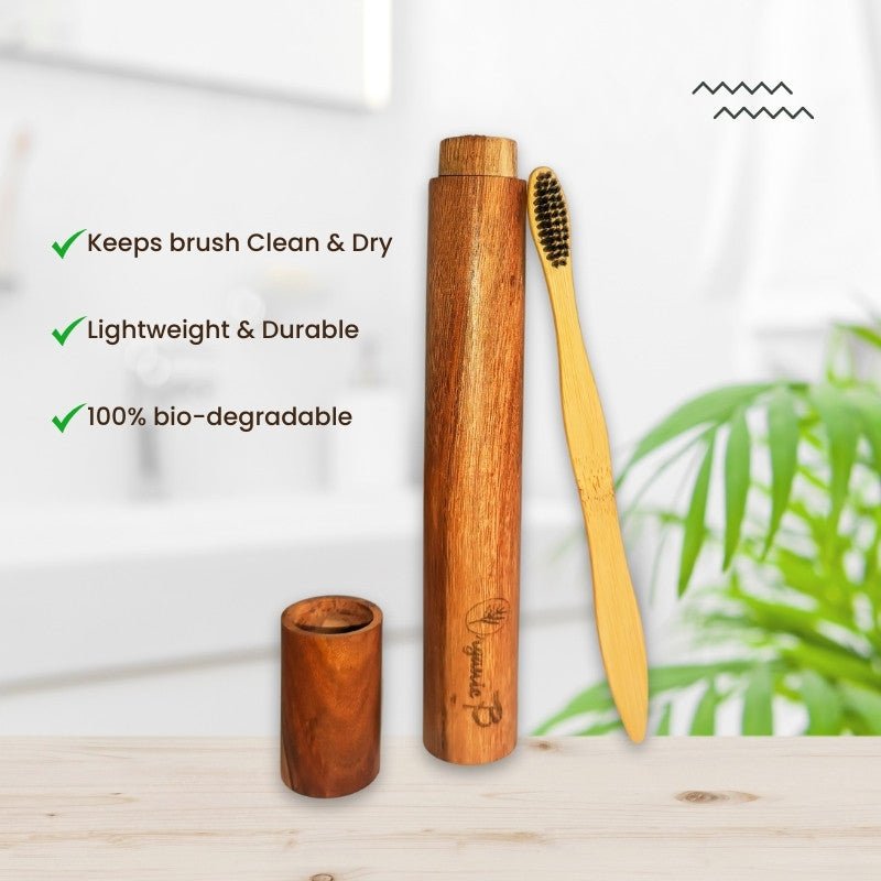 Eco Friendly Travel Case with Bamboo Charcoal Toothbrush | Verified Sustainable by Brown Living™