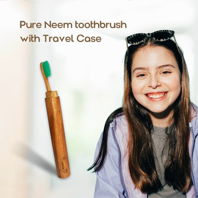 Eco Friendly Travel Case with Neem Toothbrush – Tooth Brush on Brown Living™. SKU: 192 - 15257 - neemtoothbrushwithtube. Img 4.