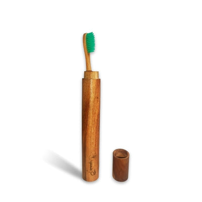 Eco Friendly Travel Case with Neem Toothbrush – Tooth Brush on Brown Living™. SKU: 192 - 15257 - neemtoothbrushwithtube. Img 1.