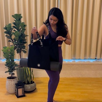 Eco - Friendly Yoga Tote Bag for Daily Practice – Tote Bag on Brown Living™. SKU: YOGA002(OG). Img 3.