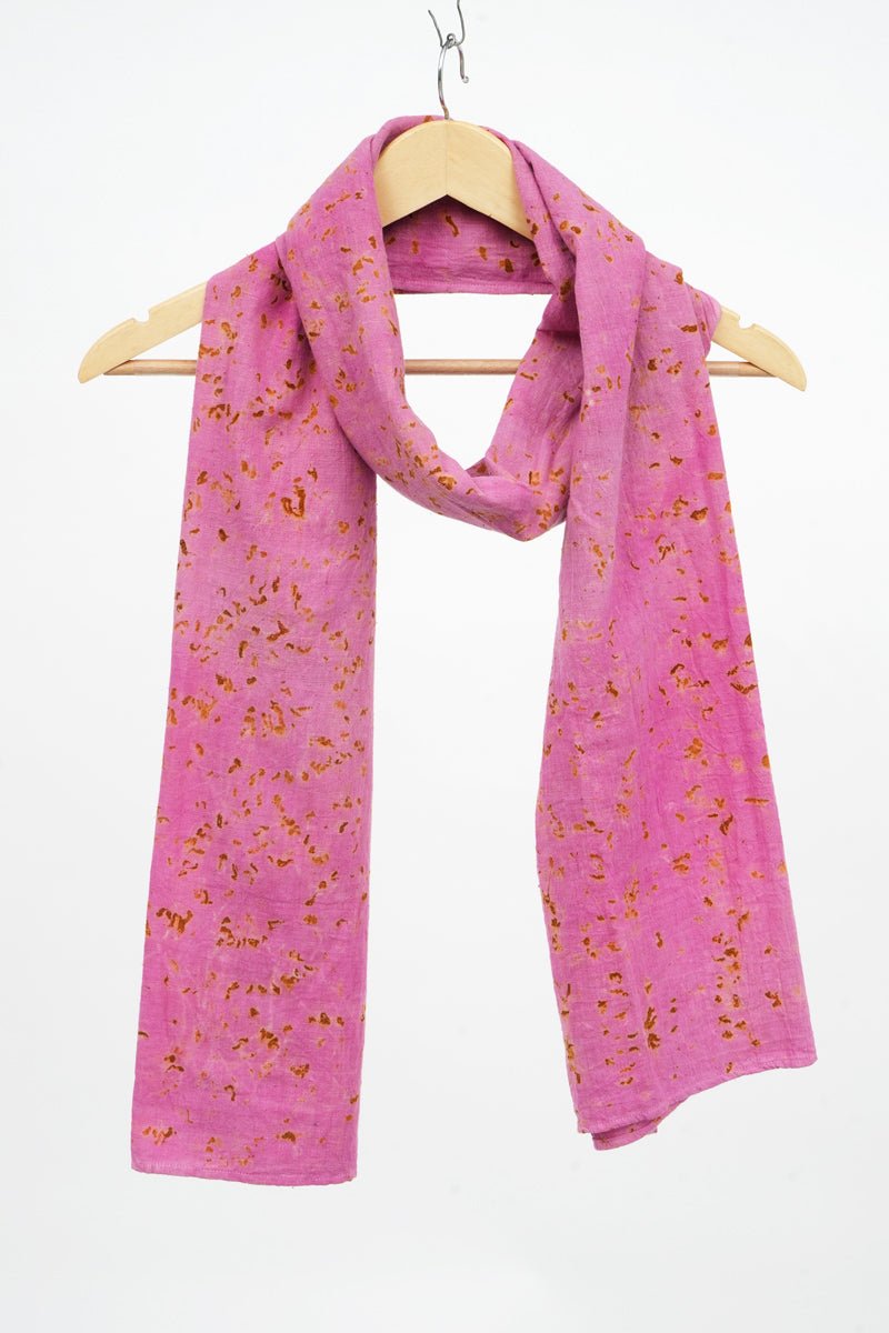 Eco - printed Kala Cotton Stole - Pink with Yellow | Verified Sustainable by Brown Living™