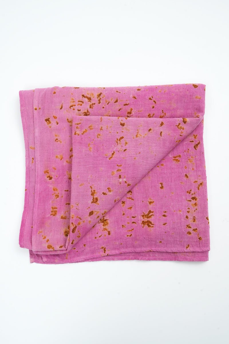 Eco - printed Kala Cotton Stole - Pink with Yellow | Verified Sustainable by Brown Living™