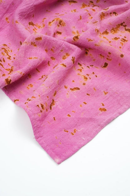 Eco - printed Kala Cotton Stole - Pink with Yellow | Verified Sustainable by Brown Living™