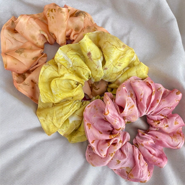 Eco - printed Scrunchies - Set of 3 | Verified Sustainable by Brown Living™