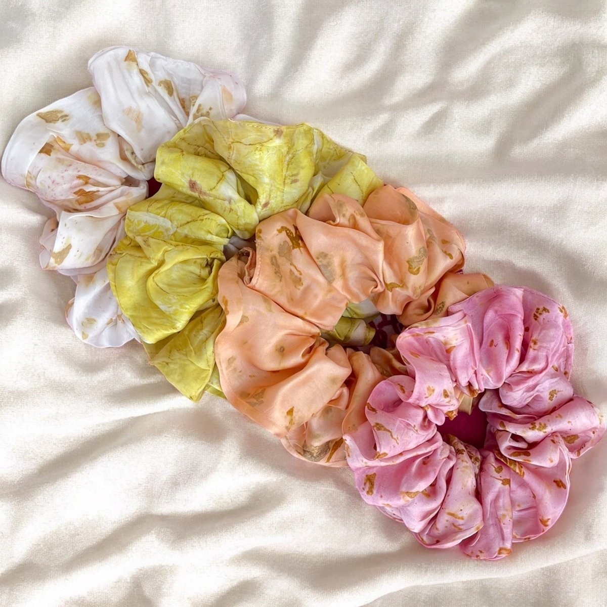 Eco - printed Scrunchies - Set of 4 | Verified Sustainable by Brown Living™