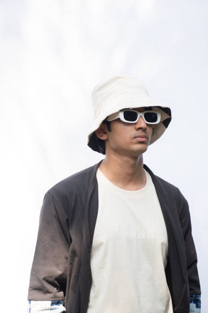 Ecru Organic Cotton Reversible Bucket Hat | Verified Sustainable by Brown Living™