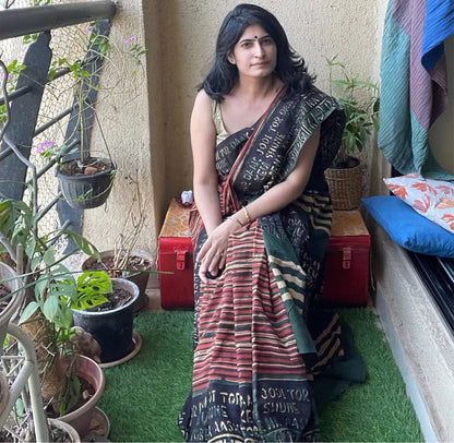 Ekla Cholo Green cotton – by Forsarees available on Brown Living™. . SKU: k505 - 1. Img 1.