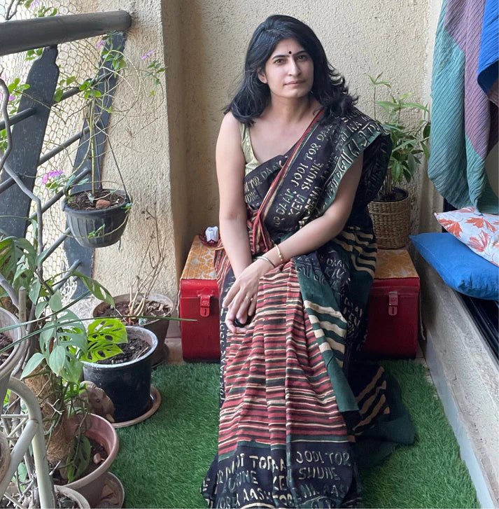 Ekla Cholo Green cotton – by Forsarees available on Brown Living™. . SKU: k505 - 1. Img 2.