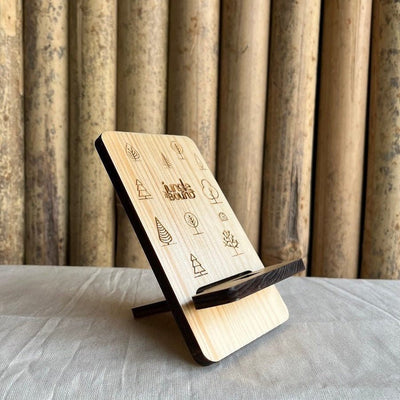 Ergonomic Wooden Mobile Stand – Hands - Free Phone Holder for Desk – Desk Accessories on Brown Living™. SKU: BL - JB - 04. Img 3.