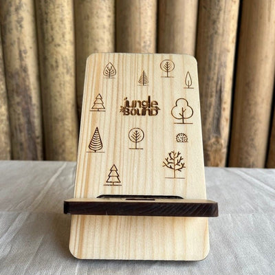 Ergonomic Wooden Mobile Stand – Hands - Free Phone Holder for Desk – Desk Accessories on Brown Living™. SKU: BL - JB - 04. Img 1.