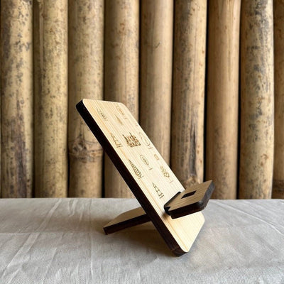 Ergonomic Wooden Mobile Stand – Hands - Free Phone Holder for Desk – Desk Accessories on Brown Living™. SKU: BL - JB - 04. Img 2.