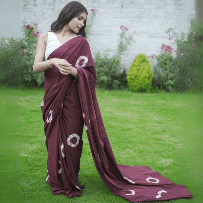Espresso Cotton Tye & Dye Saree – Womens Saree by October available on Brown Living™. . SKU: SR - CT/PP004 - BNWT. Img 1.