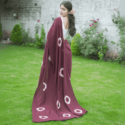 Espresso Cotton Tye & Dye Saree – Womens Saree by October available on Brown Living™. . SKU: SR - CT/PP004 - BNWT. Img 3.