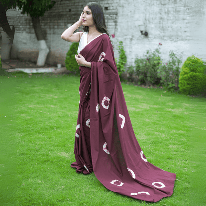 Espresso Cotton Tye & Dye Saree – Womens Saree by October available on Brown Living™. . SKU: SR - CT/PP004 - BNWT. Img 2.