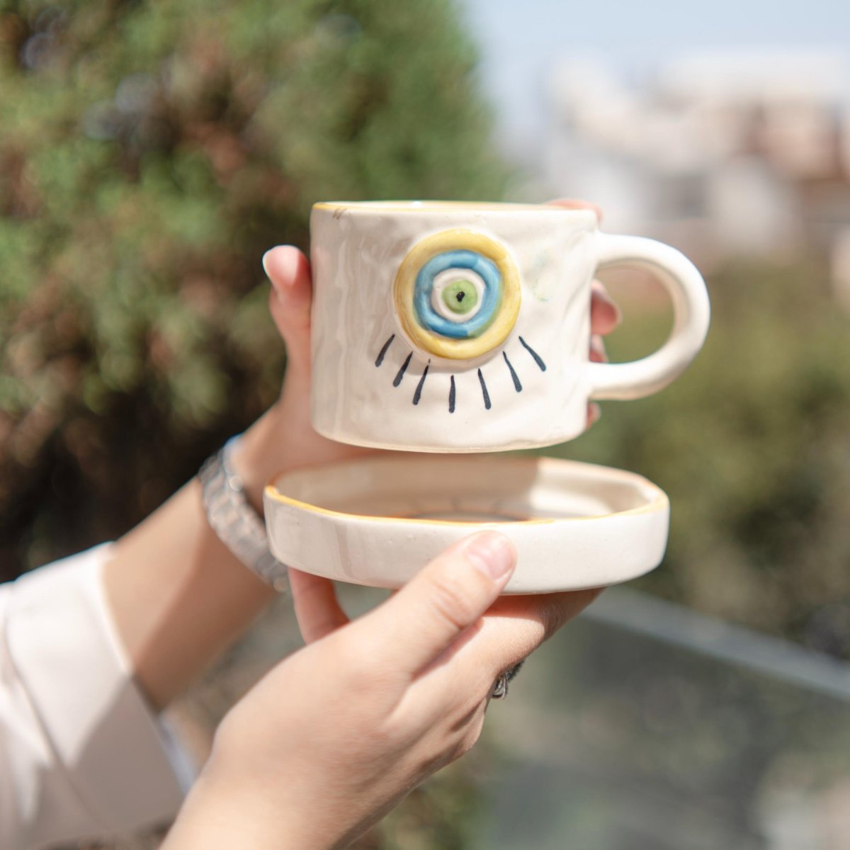 Eye of Protection - Ceramic Cup & Saucer Set | Verified Sustainable by Brown Living™